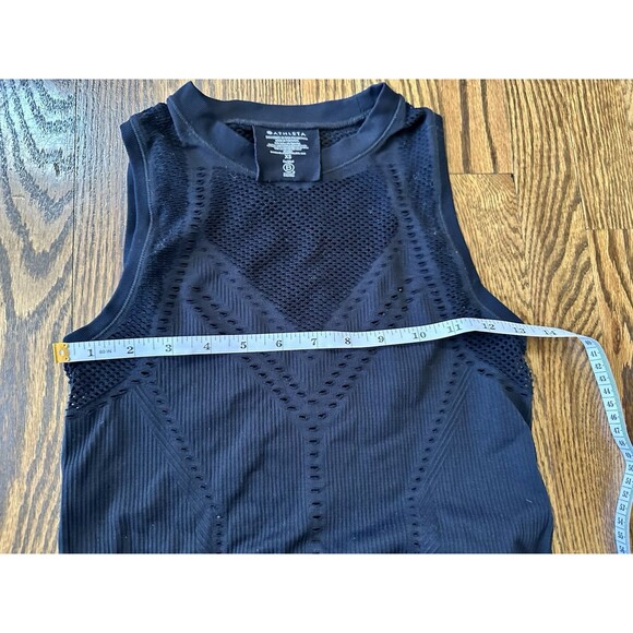 Womens Athleta Oxygen Activewear Black Mesh Detail Workout Tank Top Size XS EUC - Picture 3 of 7
